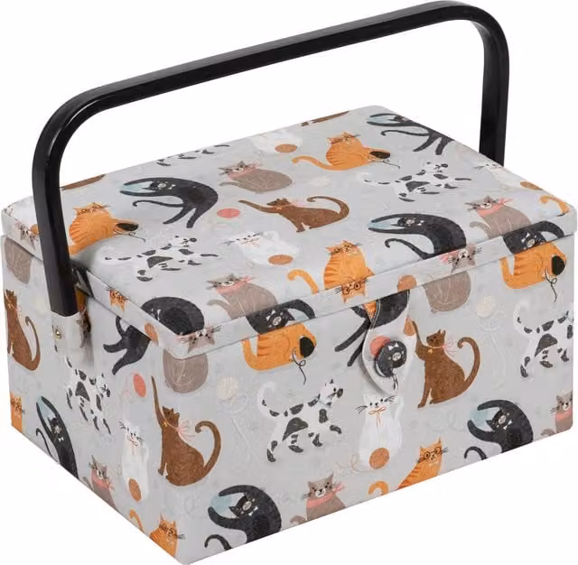 Hobby Gift Medium Sewing Companion Storage Box with Lid and Handles in Green, White and Multicolour