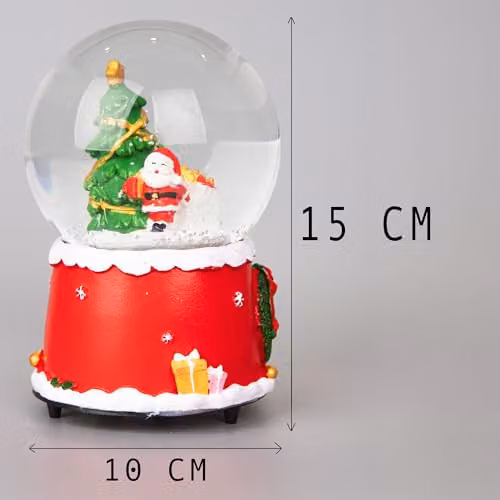 Shatchi Musical Christmas Snowglobe with Santa and Tree Scene in Red, W/D/H: 10 x 10 x 15 cm – 2