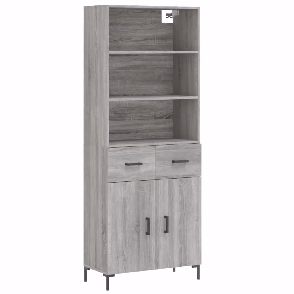 Berkfield Home Grey Sonoma Highboard, W: 69.5 cm, D: 34 cm, H: 180 cm – 2