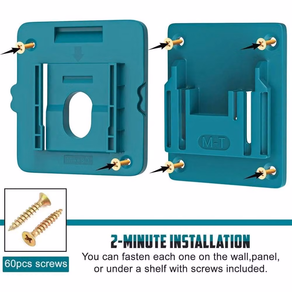 FLAVORA 20-Piece 18V Tool and Battery Wall Mount Holders, Green, W: 52 cm – 4