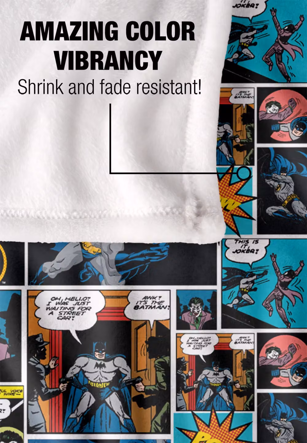 DC Comics Batman Comic Pattern Blanket in White and Multicolour, W: 152 cm, D: 127 cm – 4