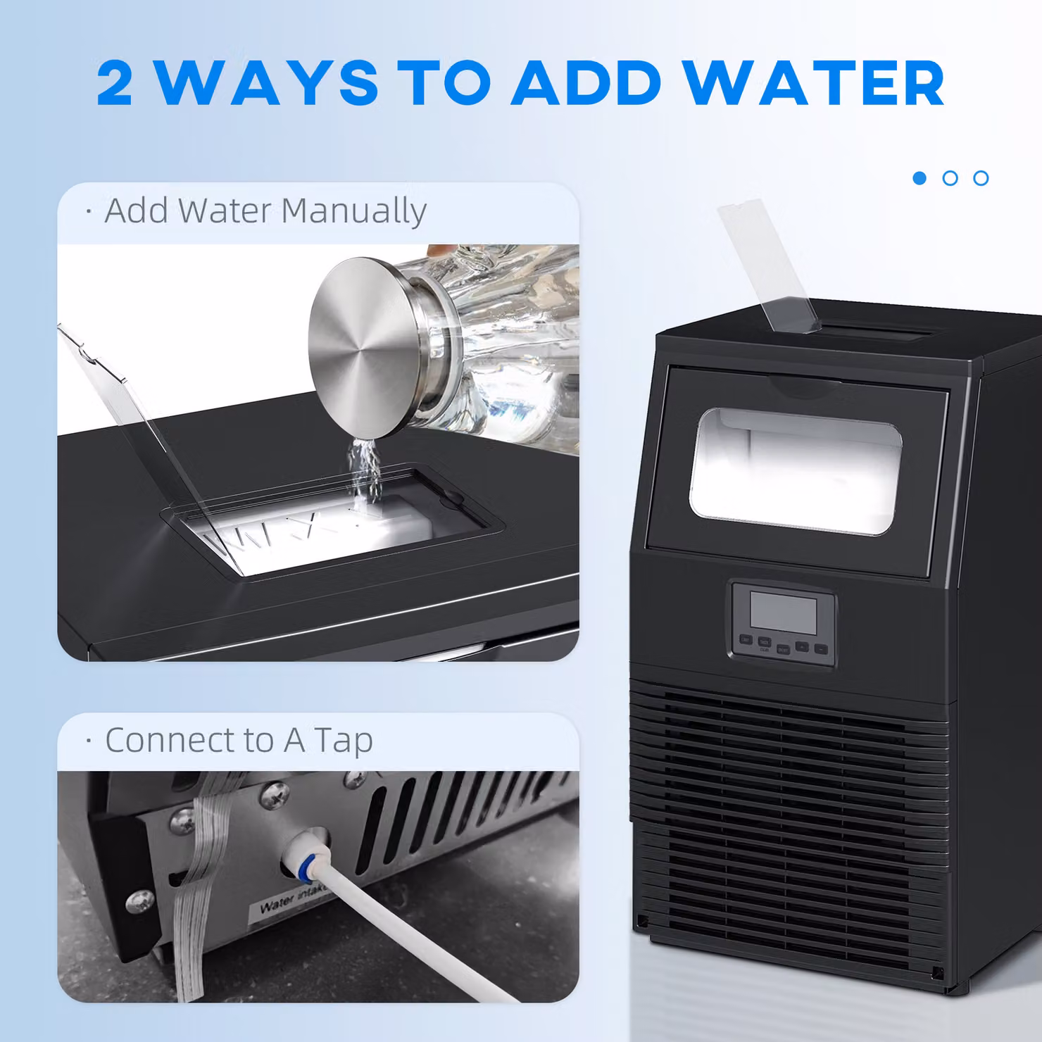 HOMCOM Commercial Ice Maker in Black with 4kg Ice Storage and Ice Scoop – 6