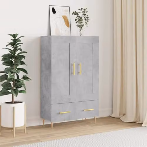 vidaXL Modern Highboard in Grey with Hinged Doors and Drawers, W/D/H: 69.5 x 31 x 115 cm – 2