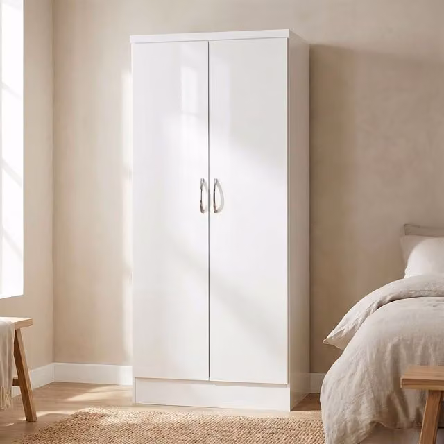Seconique Nevada 2 Door All Hanging Wardrobe in White Gloss, H 182.5 cm x W 78 cm x D 52 cm – 3