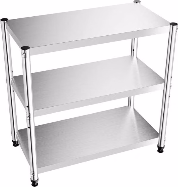 Nordara Stainless Steel Kitchen Prep Table in Silver, W: 80 cm, D: 40 cm – 1