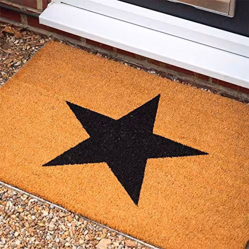Nicola Spring Non-Slip Coir Door Mats, Black Star, Pack of 2, W: 90 cm, D: 60 cm – 4