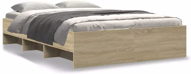 Berkfield Home Sonoma Oak Double Bed Frame in Light Brown, W/D/H: 135 x 190 x 35 cm – 1
