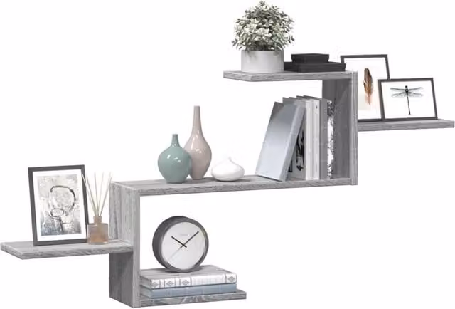 Berkfield Home Wall Mounted Shelf in Grey Sonoma, W/D/H: 104 x 15 x 49 cm – 1