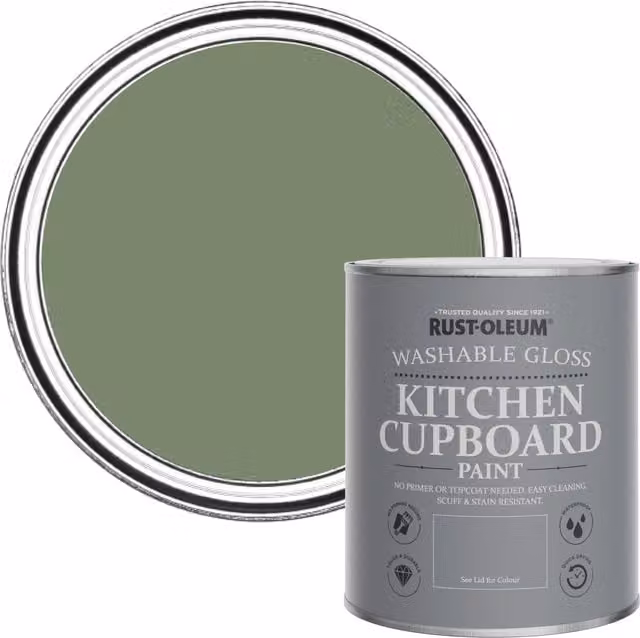 Rust-Oleum Kitchen Cupboard Paint in Gloss Finish, Green, 750ml