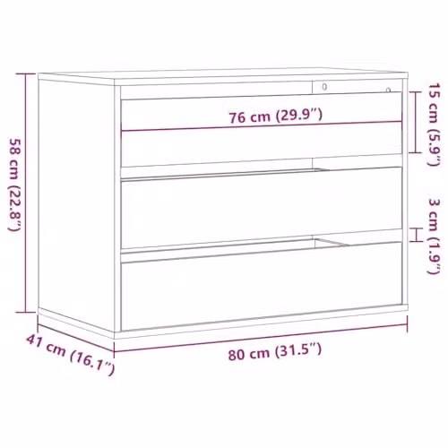 vidaXL Corner Chest of Drawers in Grey Sonoma, W/D/H: 80 x 41 x 58 cm – 2
