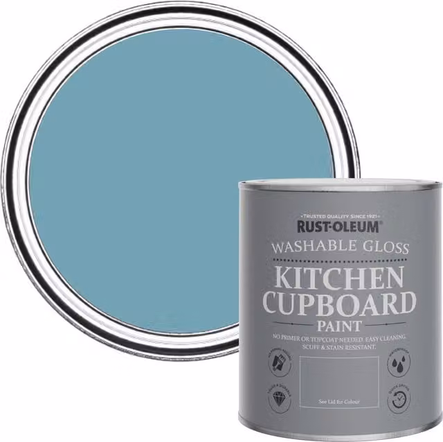 Rust-Oleum Kitchen Cupboard Paint in Gloss Finish, Blue, 0.75 l