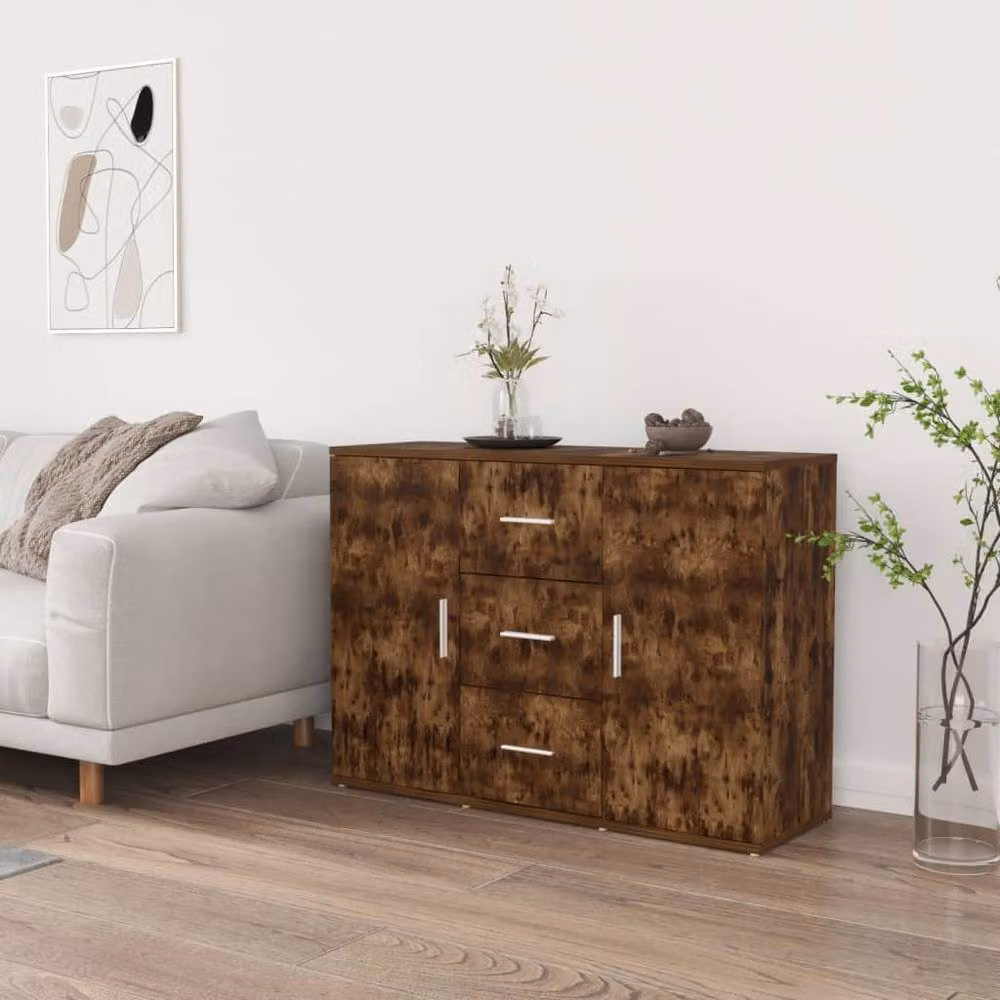 Berkfield Home Smoked Oak Sideboard in Brown, W/D/H: 91 x 29.5 x 65 cm – 2
