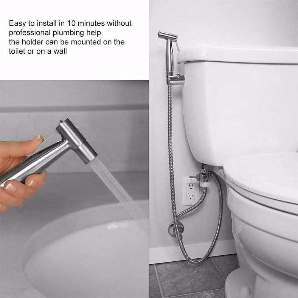 EONLION Luxury Handheld Bidet Toilet Jet in Silver Stainless Steel – 2