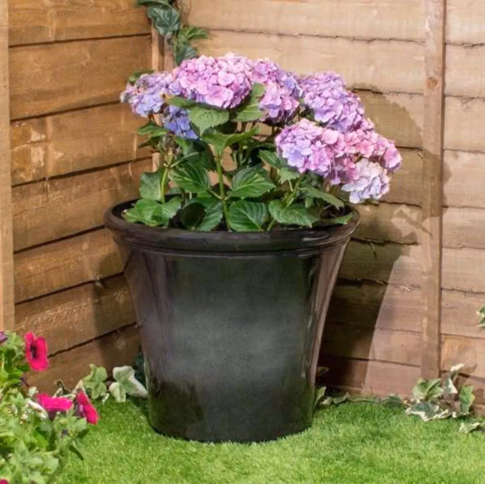 Primrose Carbon Glaze Effect Bowl Planter in Black, Diameter: 55 cm – 3
