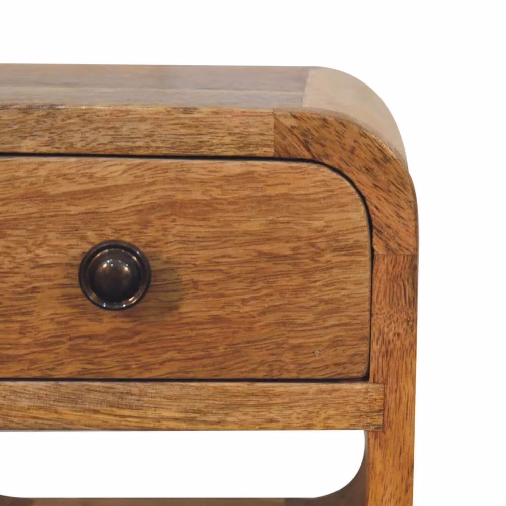 Wyld Haus Cagliari Small Curve Mango Wood Bedside Table, Brown – 3