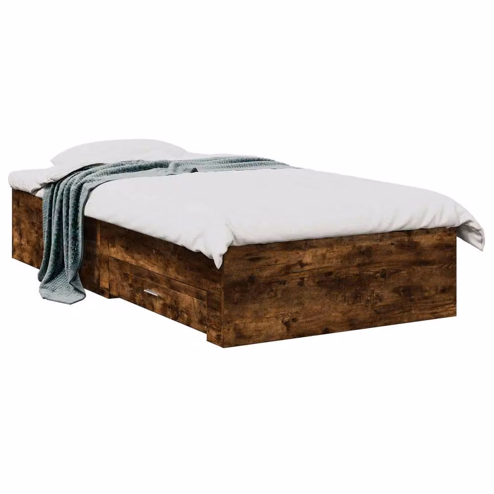 Berkfield Home Smoked Oak Bed Frame with Storage Drawers, Brown, W: 80 cm, L: 200 cm – 2
