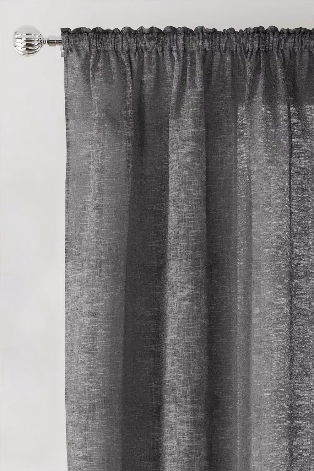 Tyrone Textiles Rhodes Charcoal Plain Linen-Look Voile Panel Pair with Rod Pocket Header, Width: 140 cm, Drop: 137 cm – 2