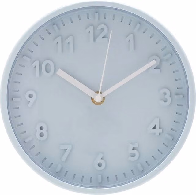 HOMETIME Modern Round Analog Wall Clock with 3D Numbers in Blue, Diameter: 20 cm – 1