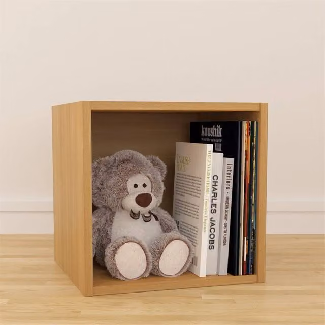 Charles Jacobs Brown Cube Media Storage Unit with Back Panel, W/D/H: 34.0 x 30.0 x 35.5 cm