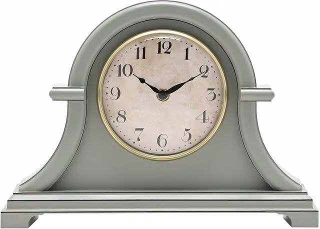 HOMETIME Broken Arch Vintage Analog Tabletop Mantel Clock in Sage Green