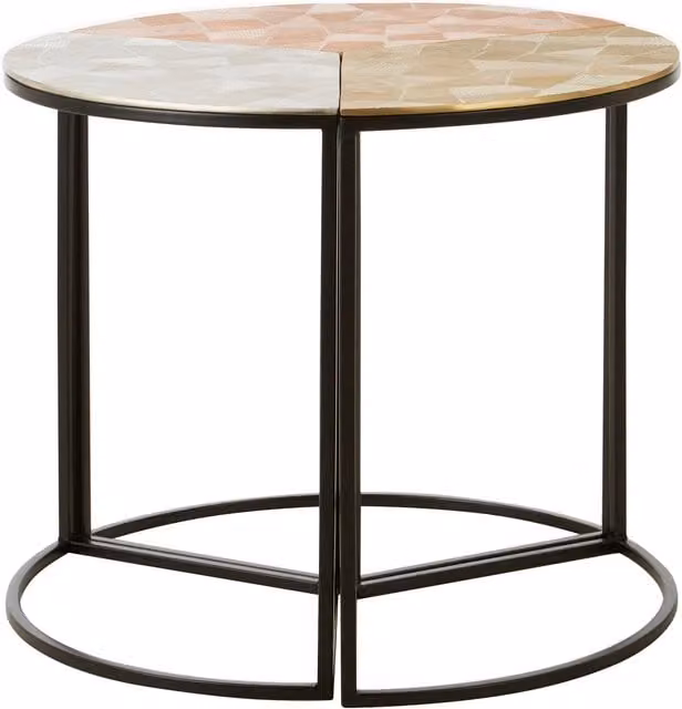Orsina Set of 3 Geometric Round Metal Side Tables in Silver, Gold, Copper and Black