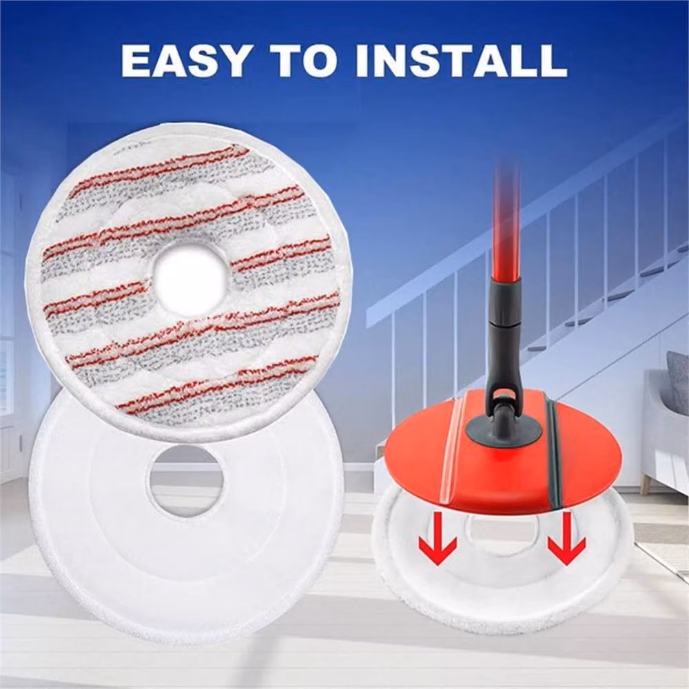 Vileda 3x Refill Mop Heads for Spin Mop, Reusable and Washable, White and Red – 2