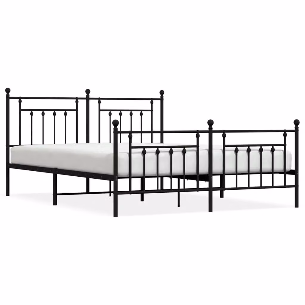 Berkfield Home Metal Bed Frame with Headboard and Footboard in Black, W: 183 cm, L: 213 cm – 2