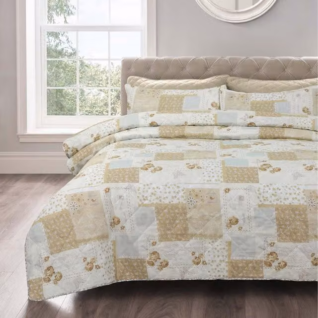 Velosso 2.5 Tog Breathable Cotton Duvet and Pillowcase Set in Beige and Silver