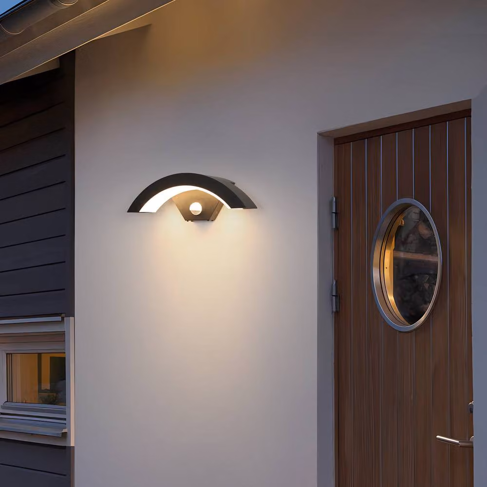 Pheashine U-Shaped Outdoor LED Wall Light with Motion Sensor, Black, H 29 cm x W 10 cm – 5