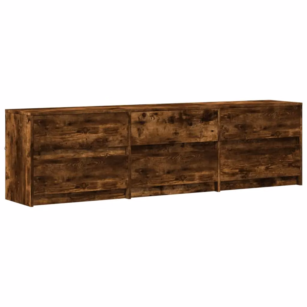 Berkfield Home TV Cabinet with LED in Smoked Oak Brown, W/D/H: 180 x 34 x 50 cm – 3