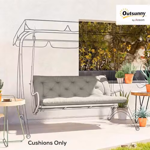 Outsunny Garden Bench Cushion with Ties, Grey, W: 110 cm x D: 110 cm x H: 12 cm – 2