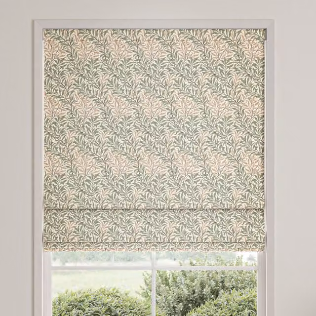 William Morris Willow Bough Blackout Roman Blind in Sage Green Floral Design