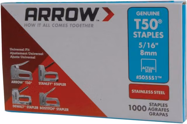 Arrow T50 Stainless Steel Staples in Silver