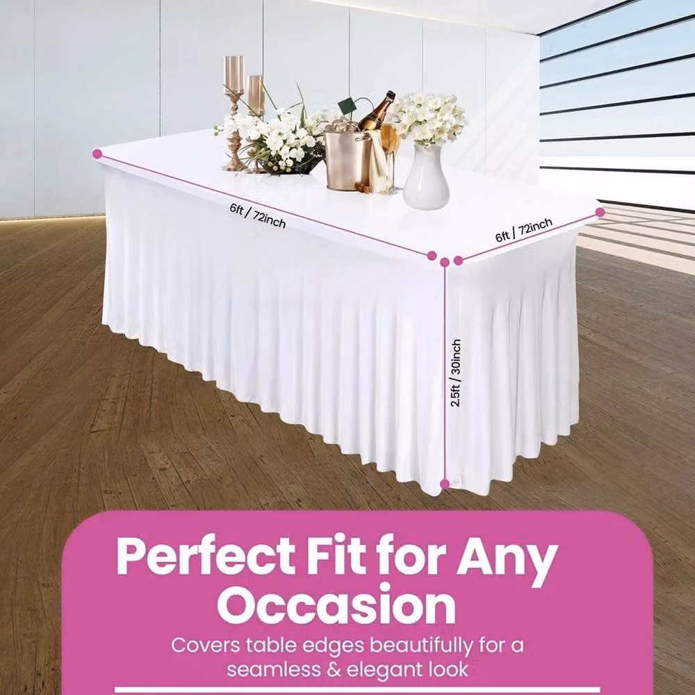 VOGREX White Rectangular Polyester Tablecloth for Weddings and Parties – 2