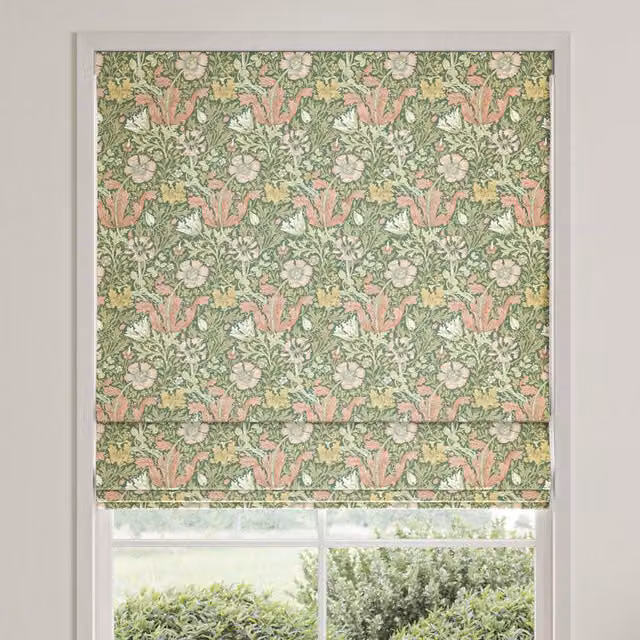 William Morris Compton Apple Green Floral Velvet Made To Measure Thermal Roman Blind