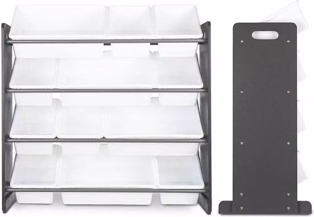 Havendro 4-Tier Kids Toy Storage Unit with 12 Boxes and Drawers, Multicolour – 1