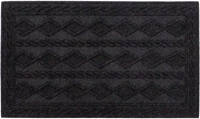JVL Non-Slip Knit Indoor Doormat with Rubber Backing, Anthracite Grey, W: 45 cm, D: 75 cm