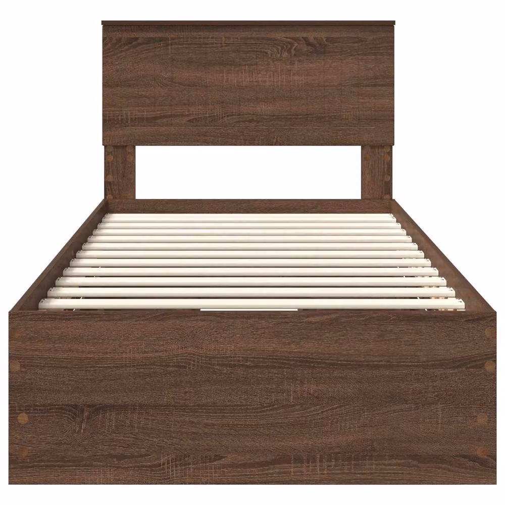 Berkfield Home Modern Bed Frame with Drawers in Brown Oak, W/D/H: 90 x 200 cm – 3