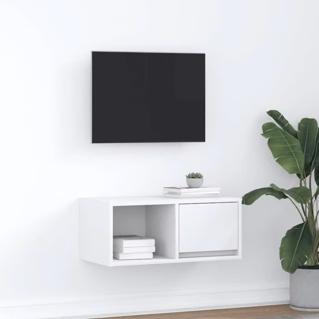 Berkfield Home White TV Cabinet in MDF, W: 60 cm, D: 31 cm, H: 25.5 cm