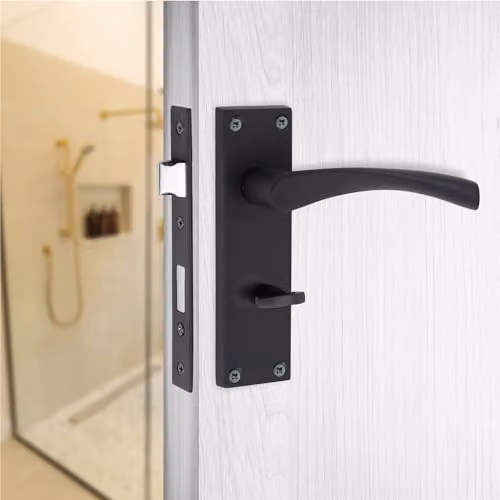 Golden Grace Victorian Astrid Mortise Bathroom Door Handles, Matt Black – 4
