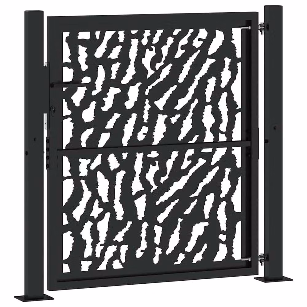 Berkfield Home Beautiful Garden Gate in Black Steel with Trace Design, W: 105 cm, H: 106 cm – 5