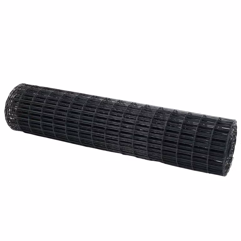 Berkfield Home Euro Fence Grey PVC-Coated Steel, W: 10 m, H: 1 m