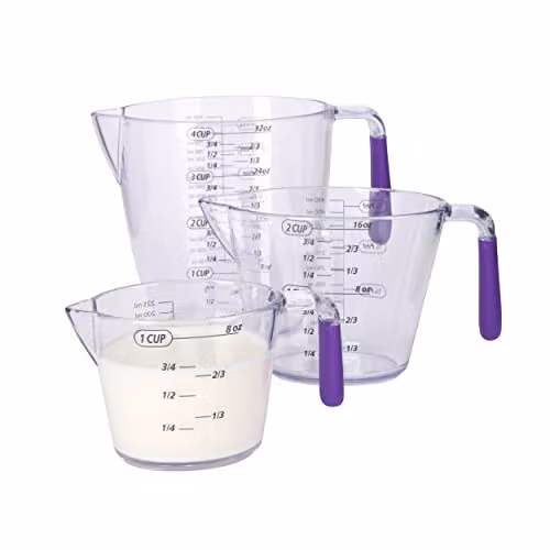 KitchenCraft 3-Piece Purple Transparent Acrylic Measuring Jug Set with Printed Scale – 1