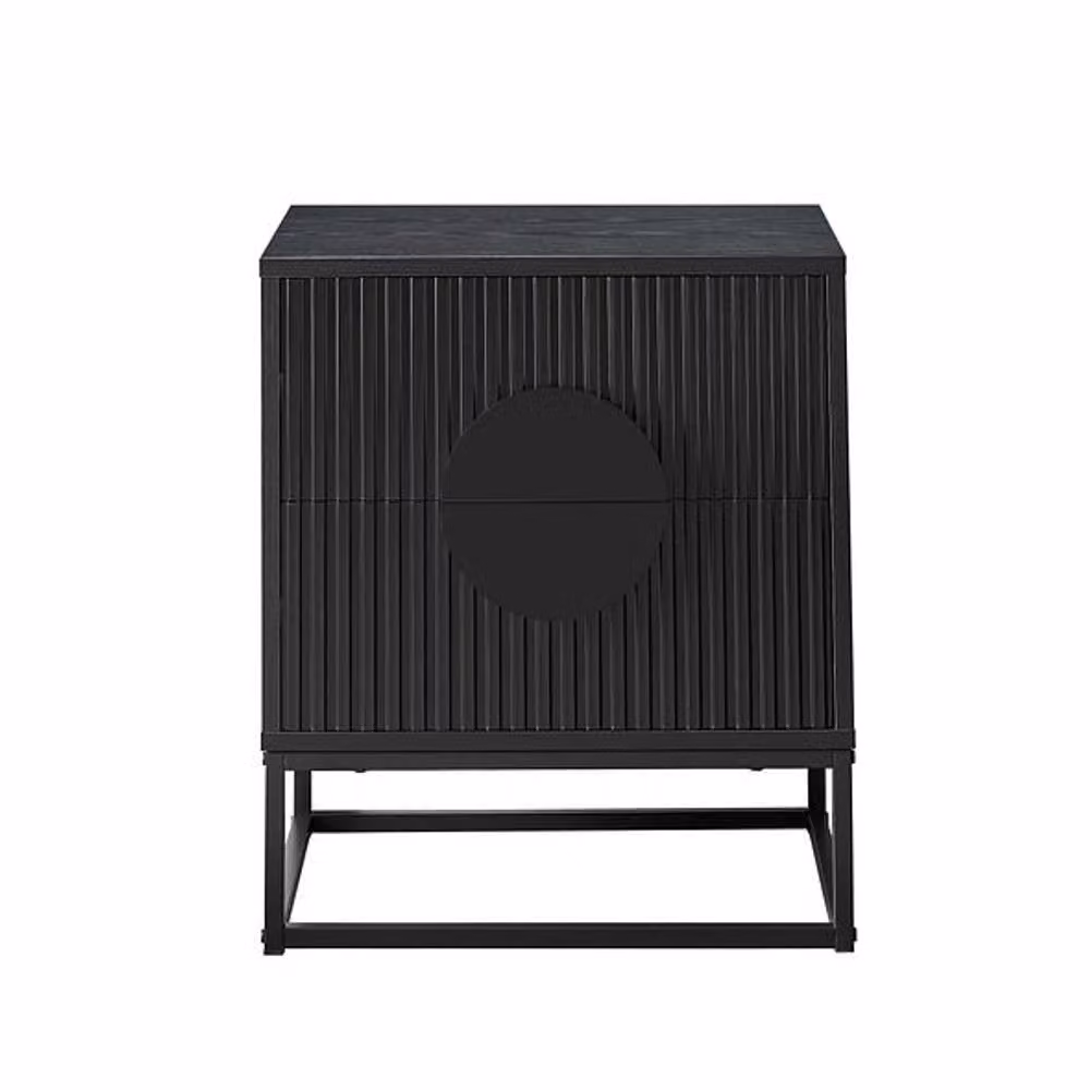 Moderna MMT Fluted 2-Door Storage Cabinet in Black with Adjustable Shelf and Steel Legs – 1