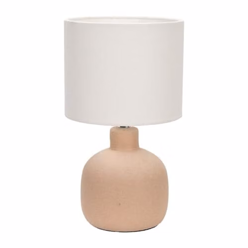 ValueLights Chelsea Ceramic Table Lamp with Beige Fabric Shade and LED Bulb, H 28 cm x W 16 cm x D 16 cm – 1