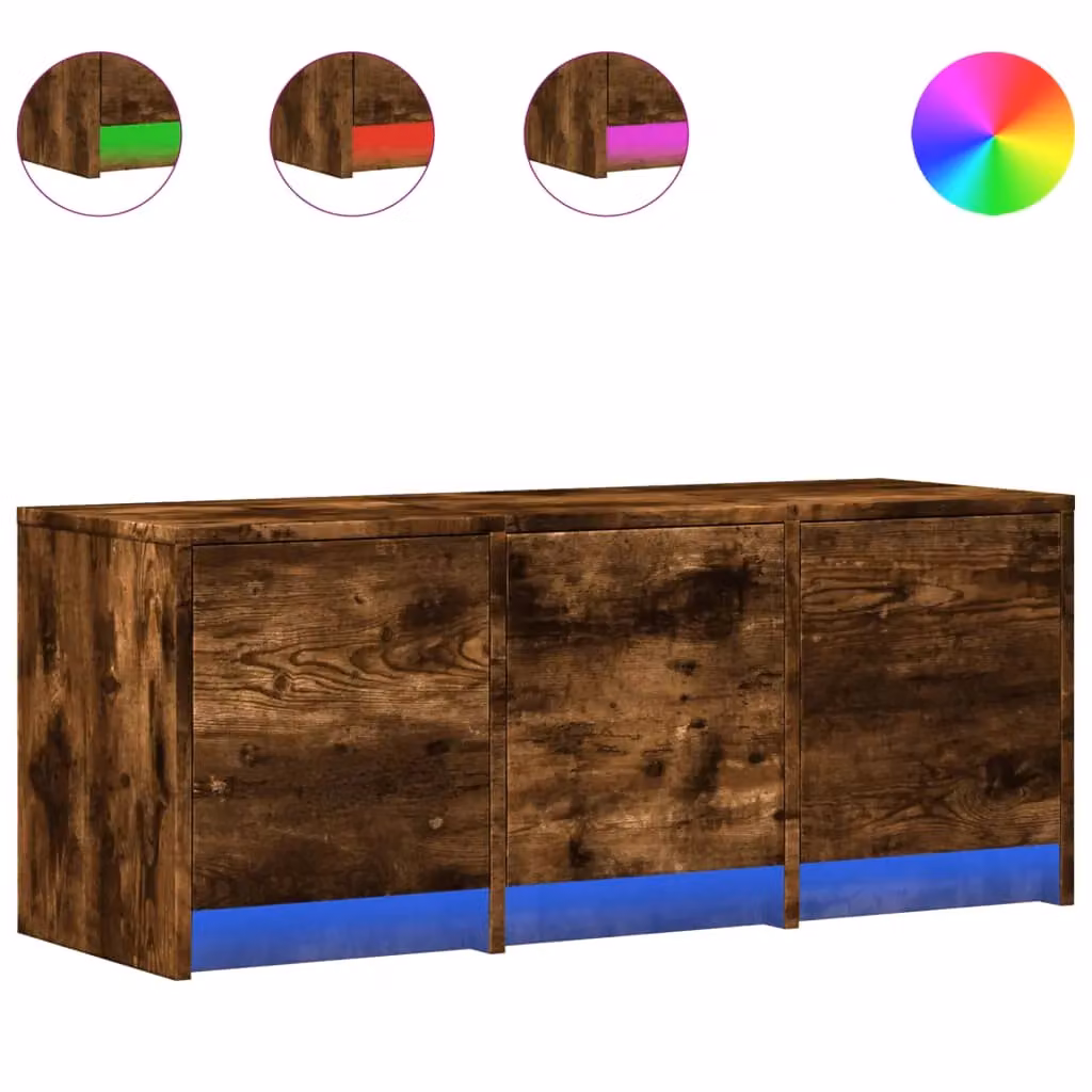 Berkfield Home Modern TV Cabinet with LED Integrated Lighting in Smoked Oak Brown, W: 97 cm, D: 40 cm, H: 40 cm – 2