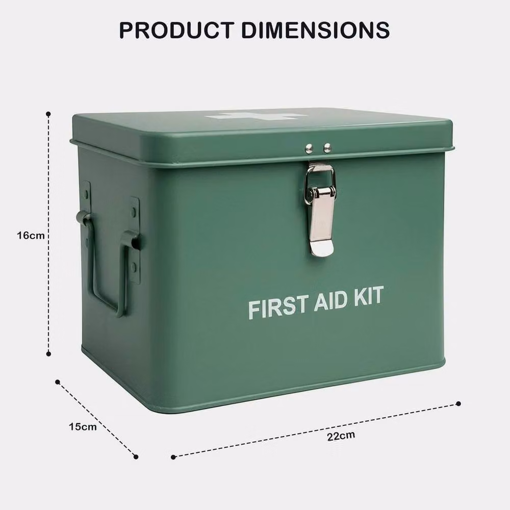 EONLION First Aid Storage Canister Square Metal Box with Lid, Green, W: 50.0 cm, D: 50.0 cm, H: 50.0 cm – 2