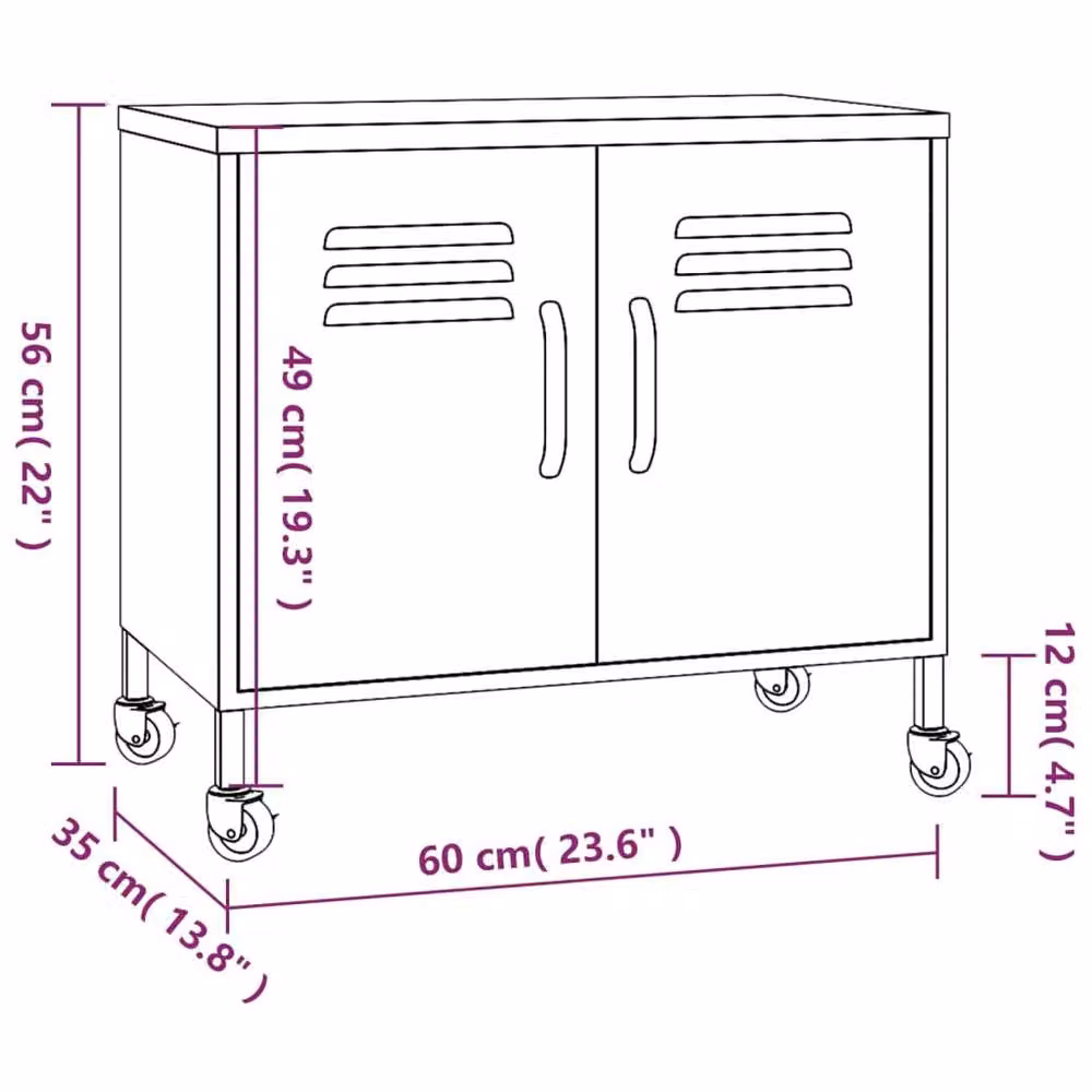 Berkfield Home Black Metal Industrial Storage Cabinet with Hinged Doors W/D/H: 60 x 35 x 56 cm – 7