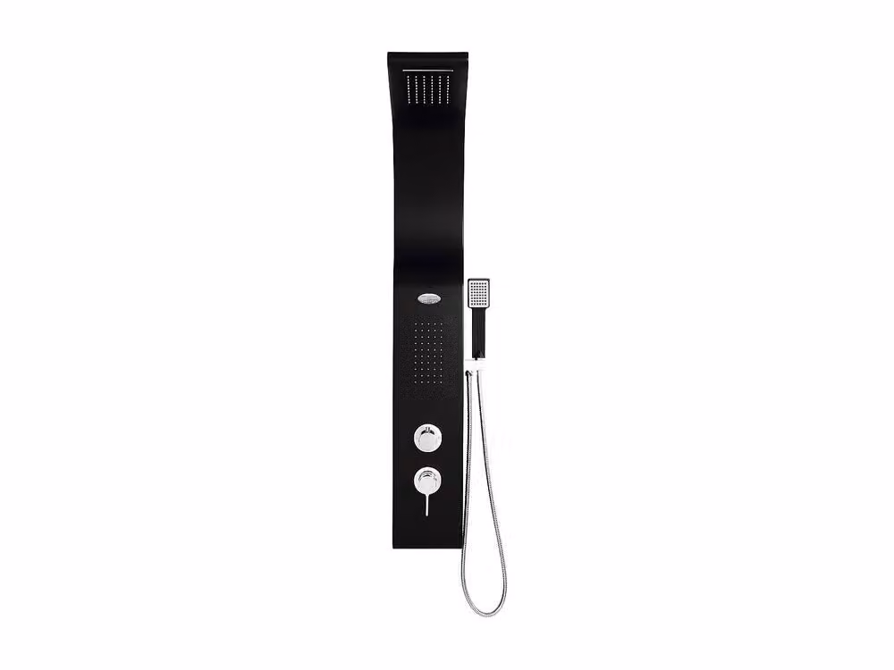 KOURBEA Hydromassage Shower Column with Overhead and Hand Shower in Matt Black, W: 20 cm, H: 132 cm – 2