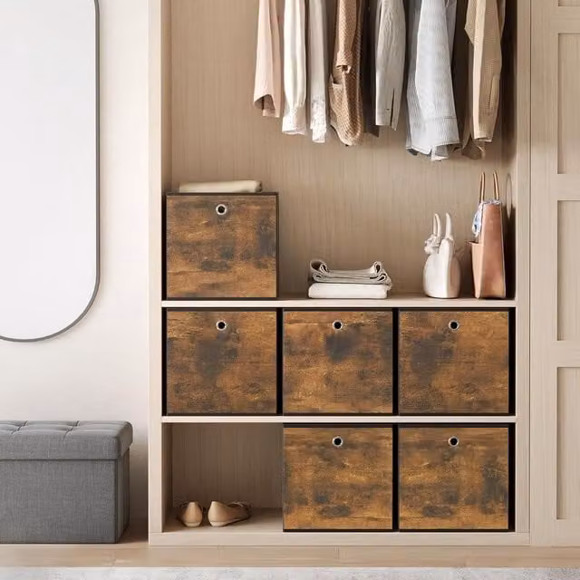 SONGMICS Large Storage Cube Set in Brown with Handles and Oxford Fabric – 1
